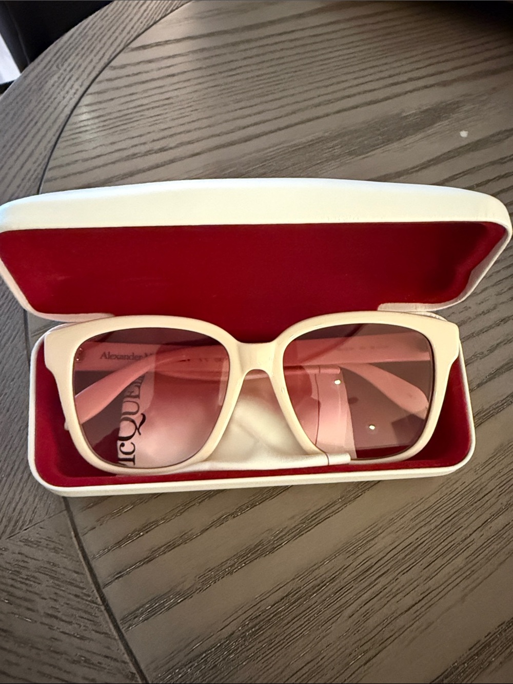 Alexander McQueen White Frame Pink Lens Women's Sunglasses